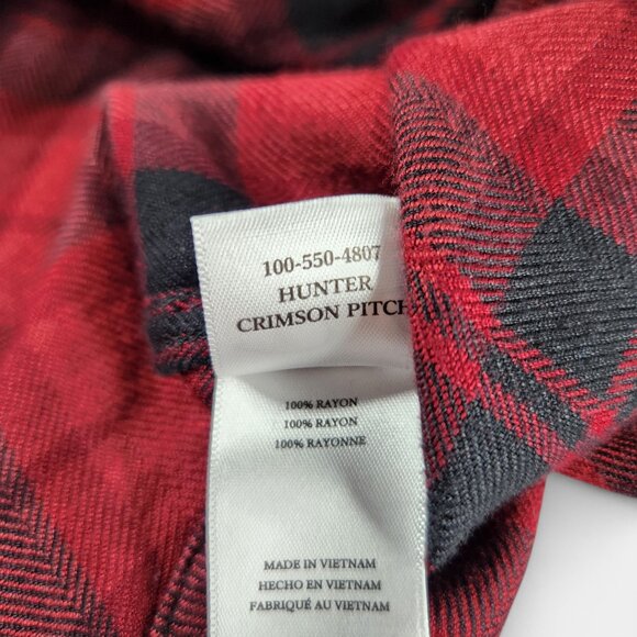 Rails Hunter Plaid Shirt Women's Large Crimson Pitch 100% Rayon Button Down - Picture 6 of 14